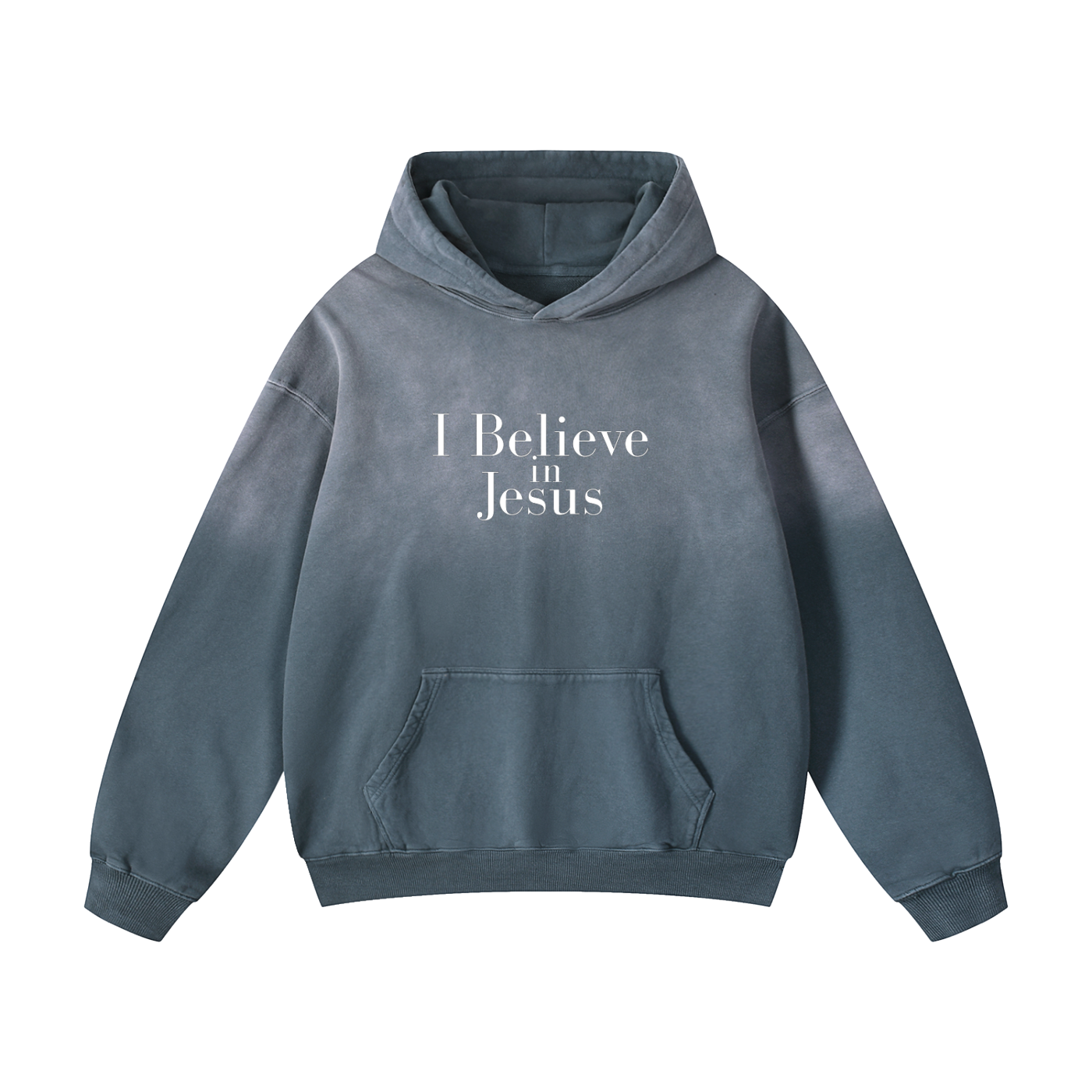 Gray Blue hoodie - I believe in Jesus