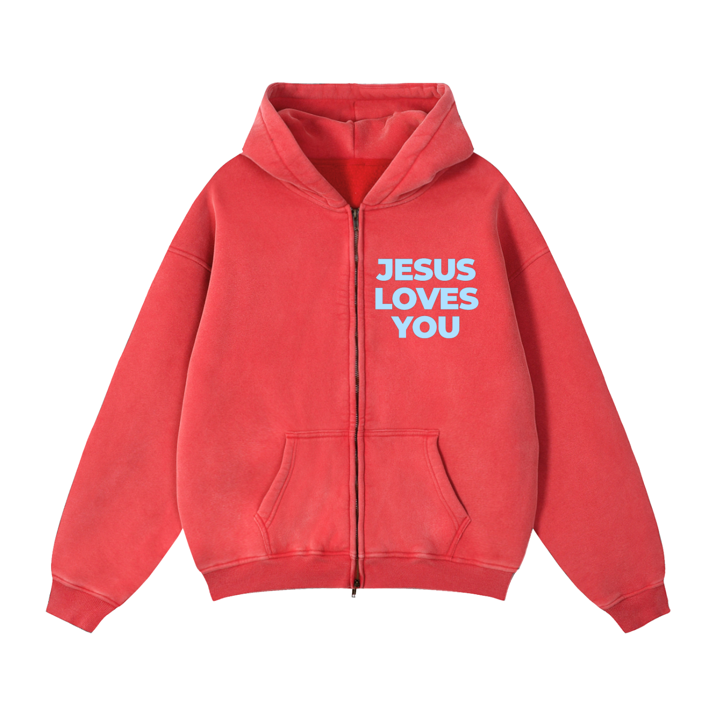 Jesus loves you orange Zip-Through Hoodie