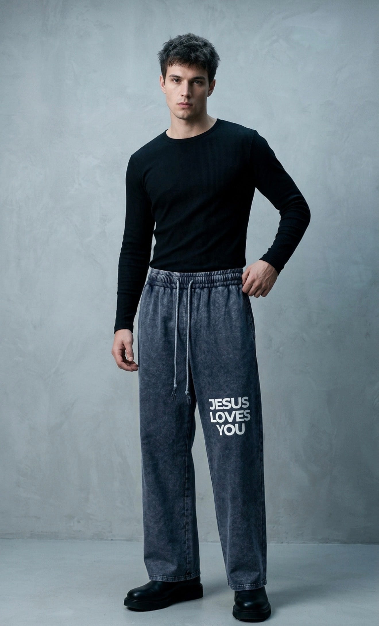 Jesus loves you oversized snow washed Pants